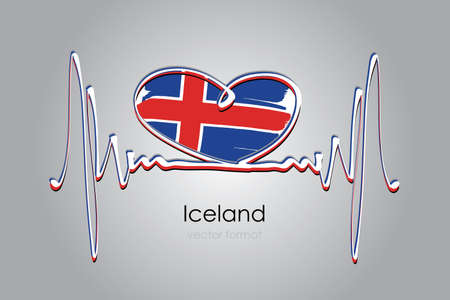 Hand painted heart and Iceland Flag in Vector Formatのイラスト素材