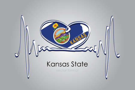 Hand painted heart and Kansas State Flag in Vector Formatのイラスト素材