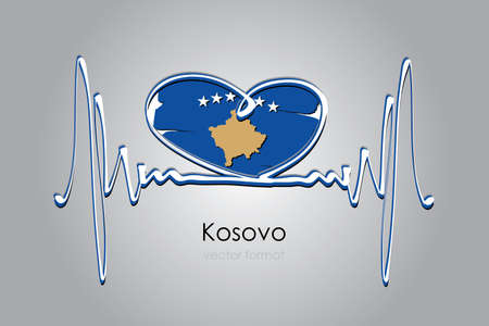 Hand painted heart and Kosovo Flag in Vector Formatのイラスト素材