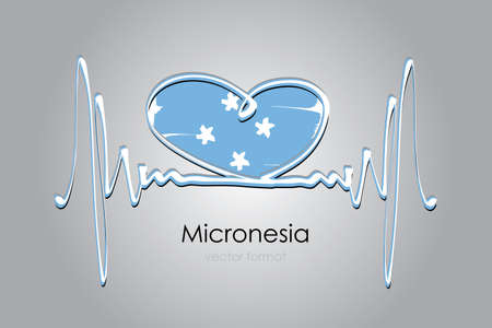 heart and Micronesia Flag in Vector Formatのイラスト素材