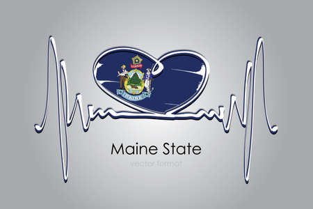 heart and Maine State Flag in Vector Formatのイラスト素材