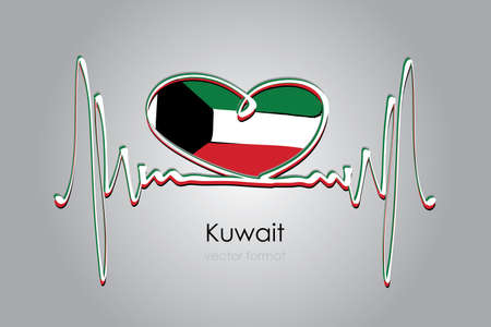 heart and Kuwait Flag in Vector Formatのイラスト素材