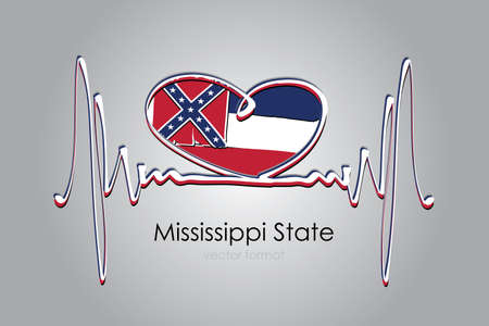 heart and Mississippi State Flag in Vector Formatのイラスト素材