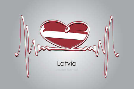 heart and Latvia Flag in Vector Formatのイラスト素材