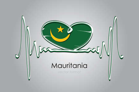 heart and Mauritania Flag in Vector Formatのイラスト素材