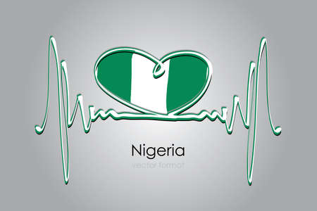 Hand painted heart and Nigeria Flag in Vector Formatのイラスト素材