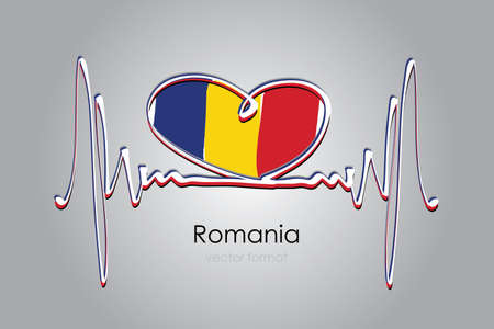 Hand painted heart and Romania Flag in Vector Formatのイラスト素材
