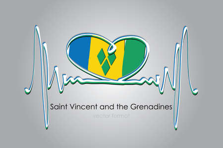 Hand painted heart and Saint Vincent and the Grenadines Flag in Vector Formatのイラスト素材