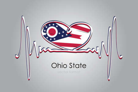 Hand painted heart and Ohio State Flag in Vector Formatのイラスト素材