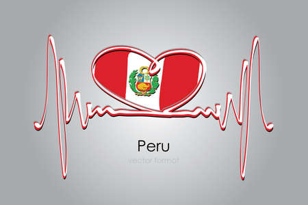 Hand painted heart and Peru Flag in Vector Formatのイラスト素材
