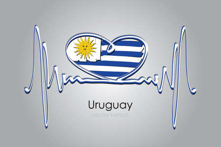 Hand painted heart and Uruguay Flag in Vector Formatのイラスト素材