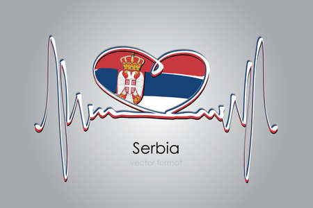 Hand painted heart and Serbia Flag in Vector Formatのイラスト素材