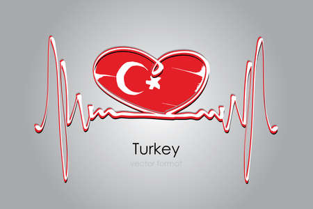 Hand painted heart and Turkey Flag in Vector Formatのイラスト素材