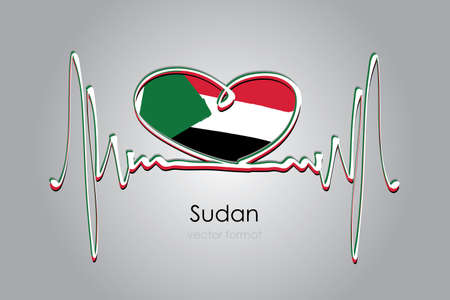 Hand painted heart and Sudan Flag in Vector Formatのイラスト素材
