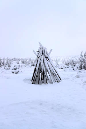 Tourist trail to Sniezka (mountain on the border between the Czech Republic and Poland). Winter landscape. Giant Mountains, Poland, Europe.の写真素材