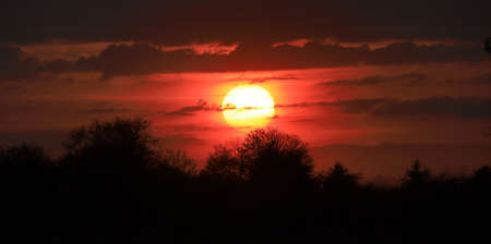 Beautiful sunset and clouds on the last day of april near Wroclaw, Poland, Europe.の写真素材