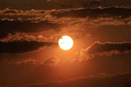 Beautiful sunset and clouds on the last day of april near Wroclaw, Poland, Europe.の写真素材