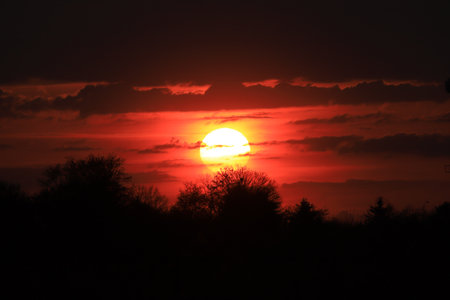 Beautiful sunset and clouds on the last day of april near Wroclaw, Poland, Europe.の写真素材