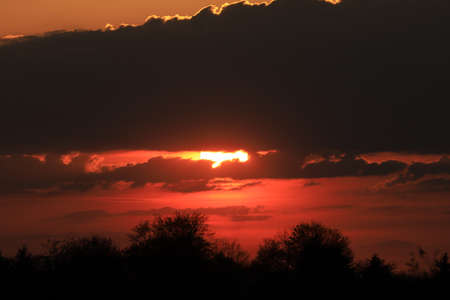 Beautiful sunset and clouds on the last day of april near Wroclaw, Poland, Europe.の写真素材