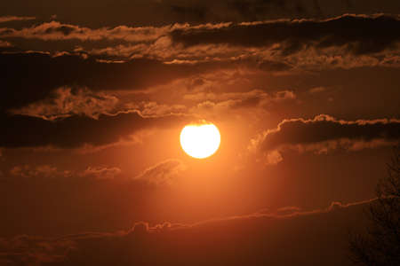 Beautiful sunset and clouds on the last day of april near Wroclaw, Poland, Europe.の写真素材