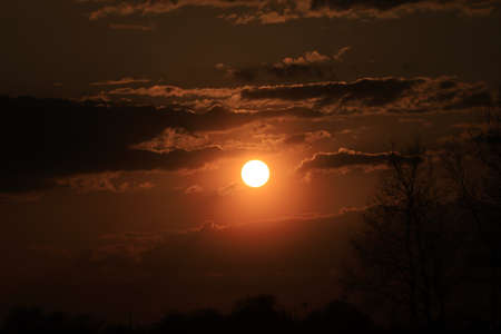 Beautiful sunset and clouds on the last day of april near Wroclaw, Poland, Europe.の写真素材