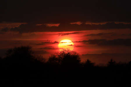 Beautiful sunset and clouds on the last day of april near Wroclaw, Poland, Europe.の写真素材