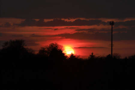 Beautiful sunset and clouds on the last day of april near Wroclaw, Poland, Europe.の写真素材