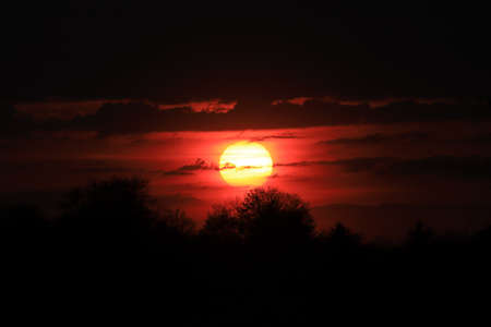 Beautiful sunset and clouds on the last day of april near Wroclaw, Poland, Europe.の写真素材