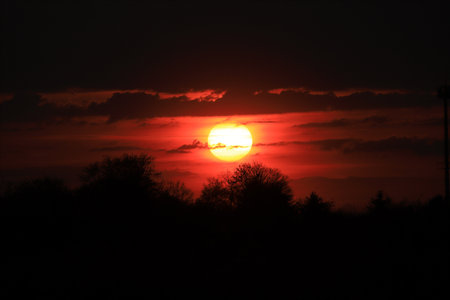 Beautiful sunset and clouds on the last day of april near Wroclaw, Poland, Europe.の写真素材