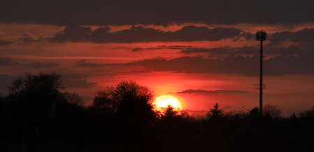Beautiful sunset and clouds on the last day of april near Wroclaw, Poland, Europe.の写真素材