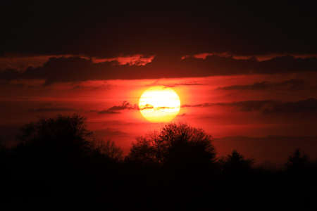 Beautiful sunset and clouds on the last day of april near Wroclaw, Poland, Europe.の写真素材