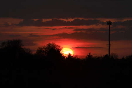 Beautiful sunset and clouds on the last day of april near Wroclaw, Poland, Europe.の写真素材