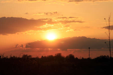 Beautiful sunset and clouds on the last day of april near Wroclaw, Poland, Europe.の写真素材