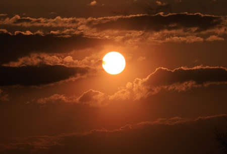 Beautiful sunset and clouds on the last day of april near Wroclaw, Poland, Europe.の写真素材