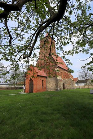 WROCLAW, POLAND - MAY 01, 2021: Roman Catholic Church of the Assumption of the Blessed Virgin Mary (15th century) in Wilczkow near Wroclaw, Poland, Europe.の写真素材
