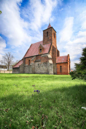 WROCLAW, POLAND - MAY 01, 2021: Roman Catholic Church of the Assumption of the Blessed Virgin Mary (15th century) in Wilczkow near Wroclaw, Poland, Europe.のeditorial素材