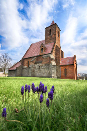 WROCLAW, POLAND - MAY 01, 2021: Roman Catholic Church of the Assumption of the Blessed Virgin Mary (15th century) in Wilczkow near Wroclaw, Poland, Europe.の写真素材