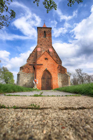 WROCLAW, POLAND - MAY 01, 2021: Roman Catholic Church of the Assumption of the Blessed Virgin Mary (15th century) in Wilczkow near Wroclaw, Poland, Europe.のeditorial素材