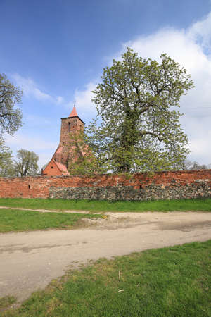 WROCLAW, POLAND - MAY 01, 2021: Roman Catholic Church of the Assumption of the Blessed Virgin Mary (15th century) in Wilczkow near Wroclaw, Poland, Europe.のeditorial素材