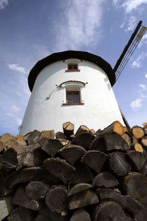 WROCLAW, POLAND - MAY 24, 2021: Dutch windmill from 1830 located on the edge of the village of Gogolow at the foot of the Sleza Mountain, in south-western Poland, Europe.のeditorial素材