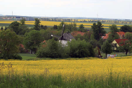WROCLAW, POLAND - MAY 24, 2021: Dutch windmill from 1830 located on the edge of the village of Gogolow at the foot of the Sleza Mountain, in south-western Poland, Europe.のeditorial素材