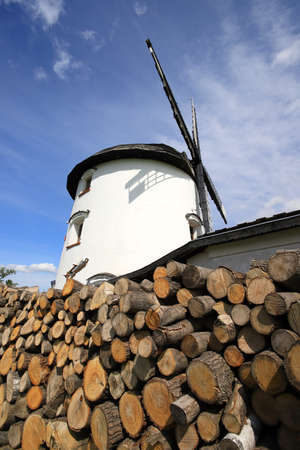 WROCLAW, POLAND - MAY 24, 2021: Dutch windmill from 1830 located on the edge of the village of Gogolow at the foot of the Sleza Mountain, in south-western Poland, Europe.のeditorial素材