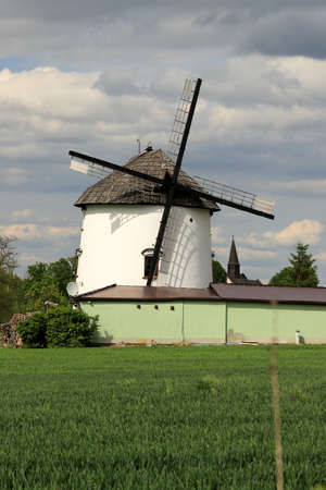 WROCLAW, POLAND - MAY 24, 2021: Dutch windmill from 1830 located on the edge of the village of Gogolow at the foot of the Sleza Mountain, in south-western Poland, Europe.のeditorial素材