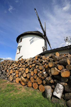 WROCLAW, POLAND - MAY 24, 2021: Dutch windmill from 1830 located on the edge of the village of Gogolow at the foot of the Sleza Mountain, in south-western Poland, Europe.のeditorial素材