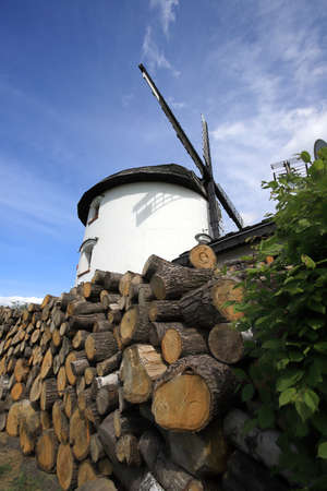 WROCLAW, POLAND - MAY 24, 2021: Dutch windmill from 1830 located on the edge of the village of Gogolow at the foot of the Sleza Mountain, in south-western Poland, Europe.のeditorial素材
