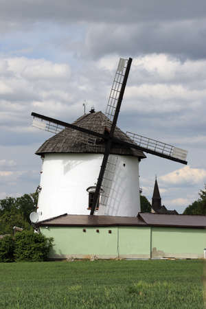 WROCLAW, POLAND - MAY 24, 2021: Dutch windmill from 1830 located on the edge of the village of Gogolow at the foot of the Sleza Mountain, in south-western Poland, Europe.のeditorial素材