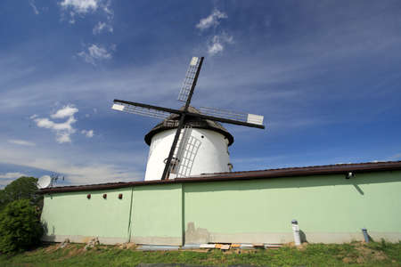 WROCLAW, POLAND - MAY 24, 2021: Dutch windmill from 1830 located on the edge of the village of Gogolow at the foot of the Sleza Mountain, in south-western Poland, Europe.のeditorial素材