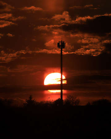Beautiful sunset and clouds on the last day of april near Wroclaw, Poland, Europe.の写真素材