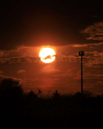 Beautiful sunset and clouds on the last day of april near Wroclaw, Poland, Europe.の写真素材