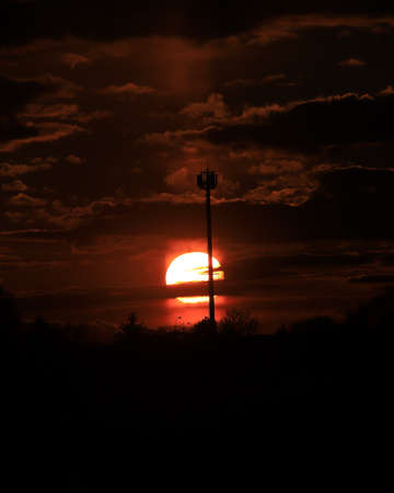 Beautiful sunset and clouds on the last day of april near Wroclaw, Poland, Europe.の写真素材